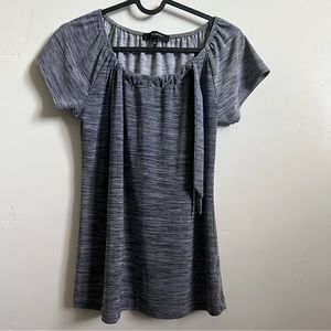 grey top with tie